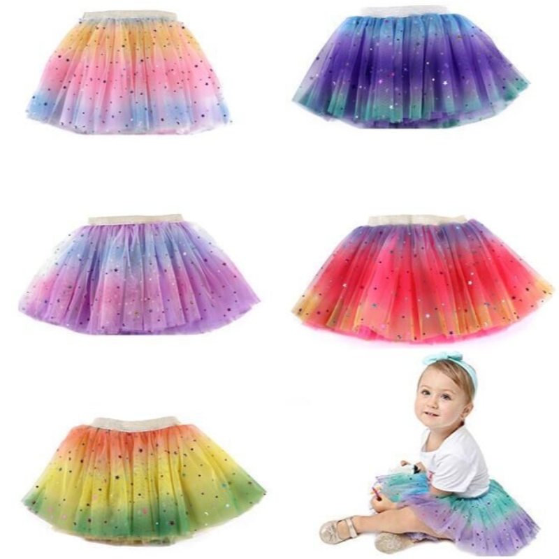 Jupe de performance en maille Tulle arc-en-ciel tutu jupe pour petites filles