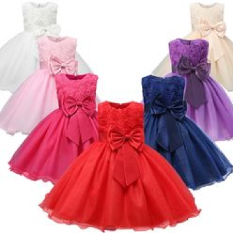 Robe de Noël des filles pour enfants en dentelle fleur robe princesse enfant grand arc anniversaire de mariage fête vestidos costume dunouvel an