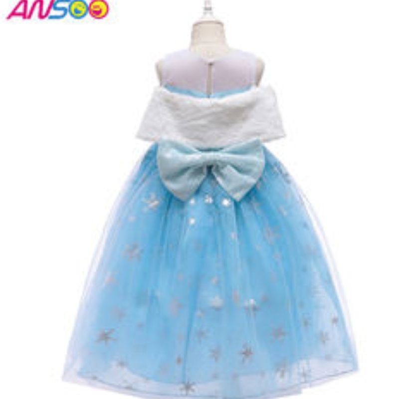 ANSOO2021 Performance des enfants Elsa Fashion Girl Girl Cold de laine Robe de princesse charmante costume