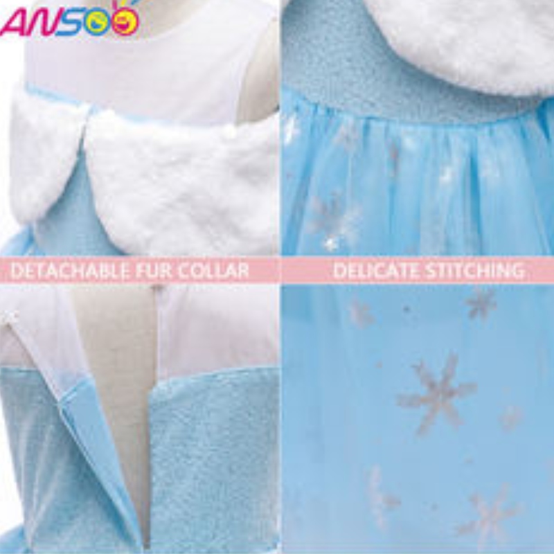 ANSOO2021 Performance des enfants Elsa Fashion Girl Girl Cold de laine Robe de princesse charmante costume