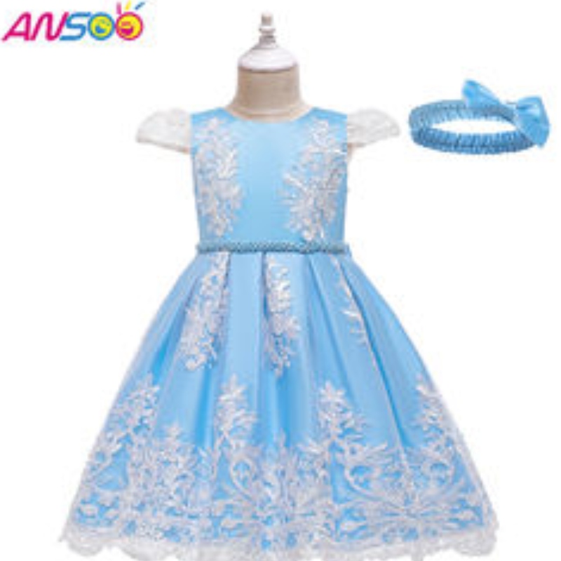 Ansoo Rose Couleur jolies filles robes rouges gonflées pour le soir Banquet de 5 ans, fête enfant porte des robes pour filles robe de princesse