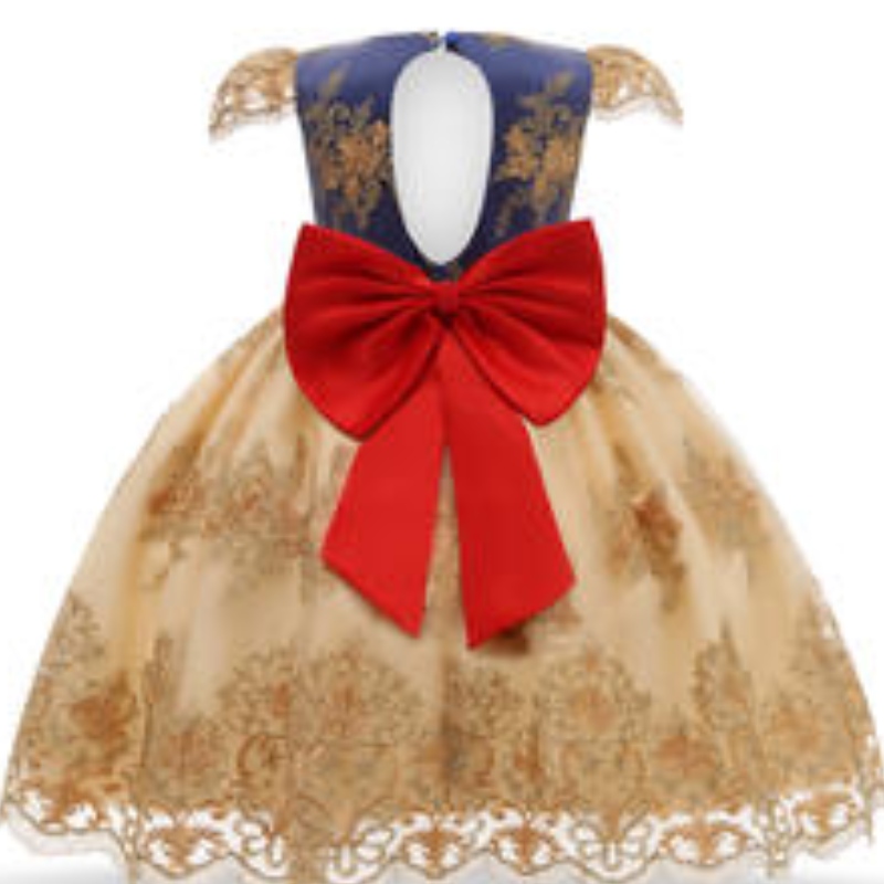 Baby Bow Princess jupe patchwork couleur dentelle robe de soirée brodée pour bébé