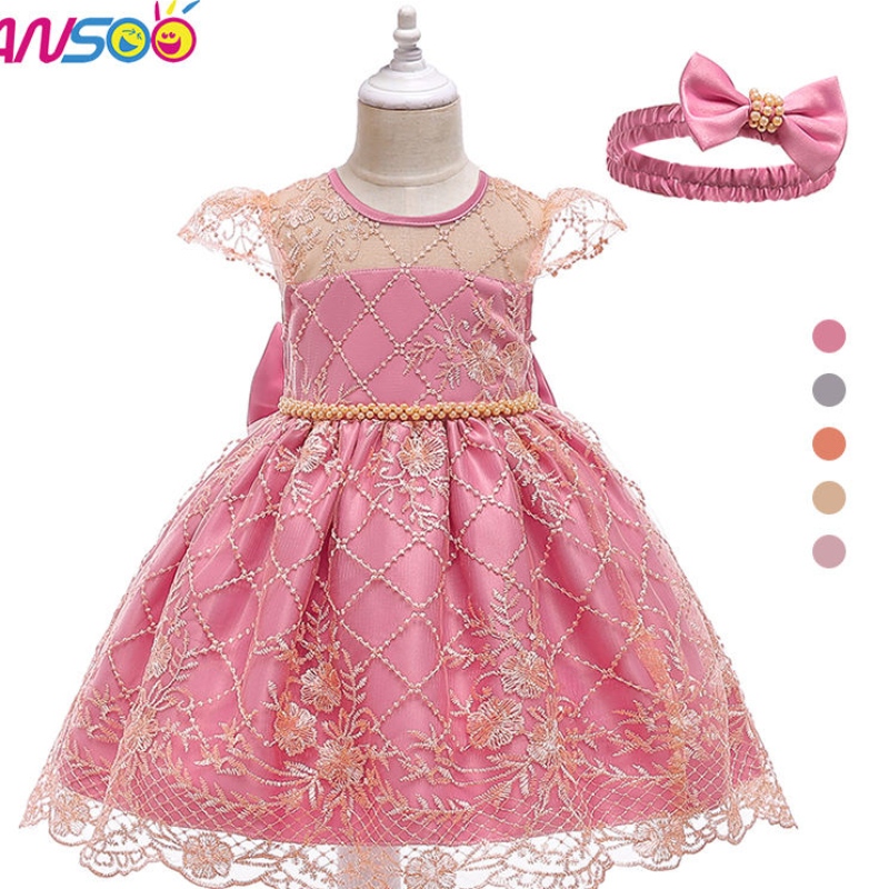 ANSOO Pretty Princess Girls Flower Robe Host Noble Performance Birthday Party Robes avec Big Bow