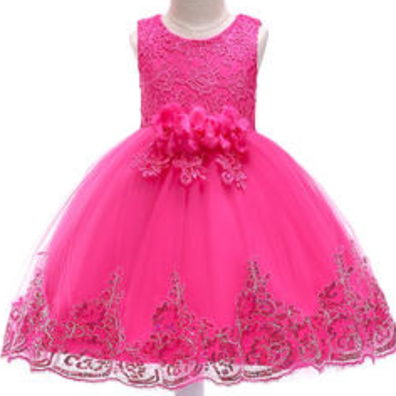 Robe de bal de fête en gros de la fête des enfants fleurs fleurs bébé fille robes de mariée pour gamin