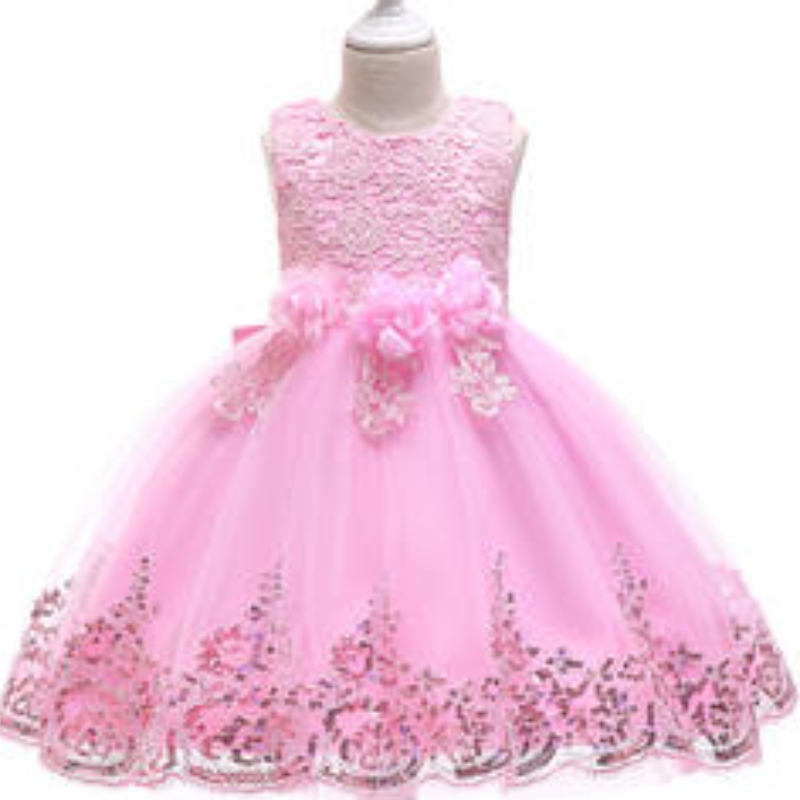 Bébé fille fleur paille-bobe princesse robe de fête de fête de fête infantile