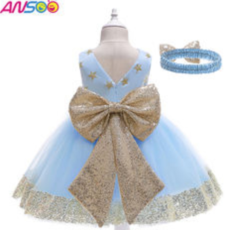 ANSOO Fancy Kids Habille Nouvelle arrivée en dentelle Flower Girl Star Modèles Bébé Baby Kids First Birthday Robe pendant 1-13 ans Girls