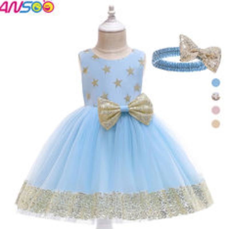 ANSOO Fancy Kids Habille Nouvelle arrivée en dentelle Flower Girl Star Modèles Bébé Baby Kids First Birthday Robe pendant 1-13 ans Girls