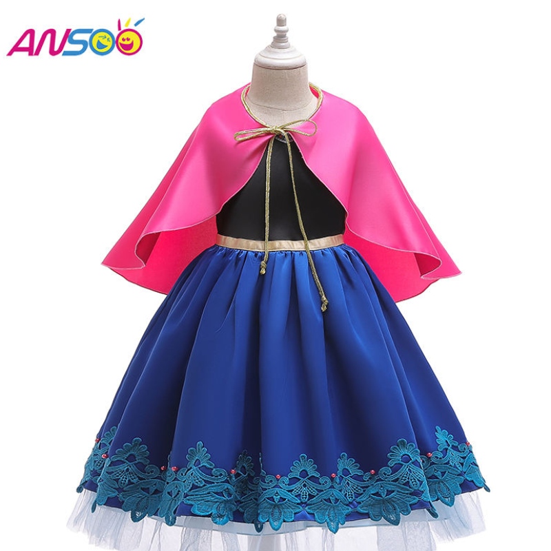 ANSOO Kids Girls Princesse Queen Elsa Anna Halloween Cosplay Costume Fancy Dishing Jirt