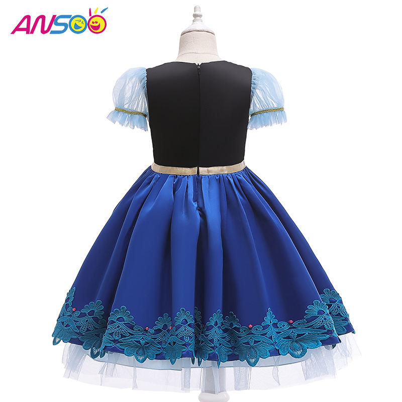 ANSOO Kids Girls Princesse Queen Elsa Anna Halloween Cosplay Costume Fancy Dishing Jirt