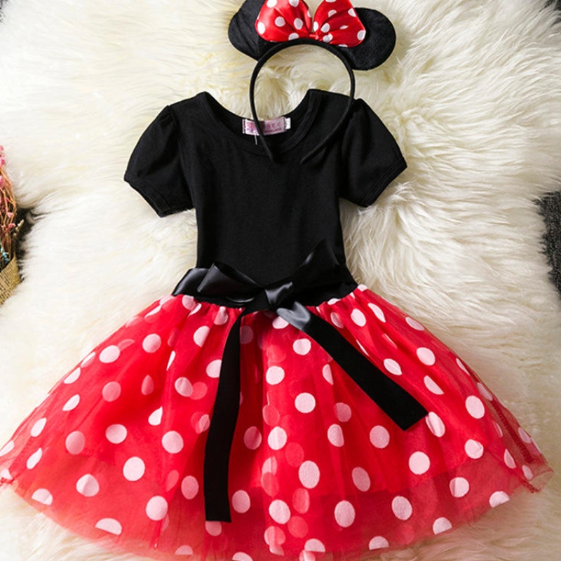 Girls Cosplay Costoon Costume Kids Summer Summer Sleeve Polka Dot Princess Dress Up Children Birthday Party Clothing