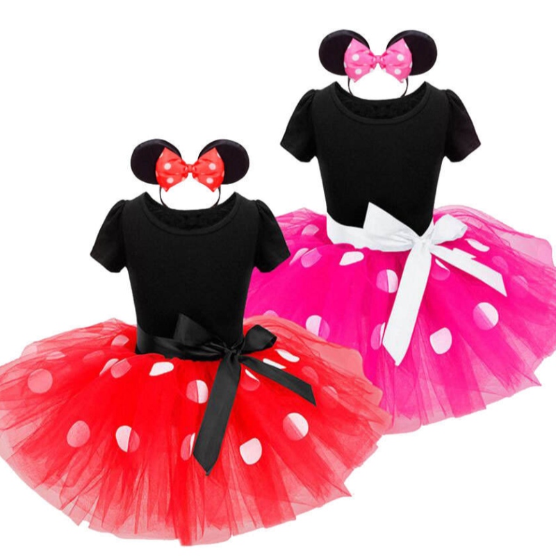 Girls Cosplay Costoon Costume Kids Summer Summer Sleeve Polka Dot Princess Dress Up Children Birthday Party Clothing