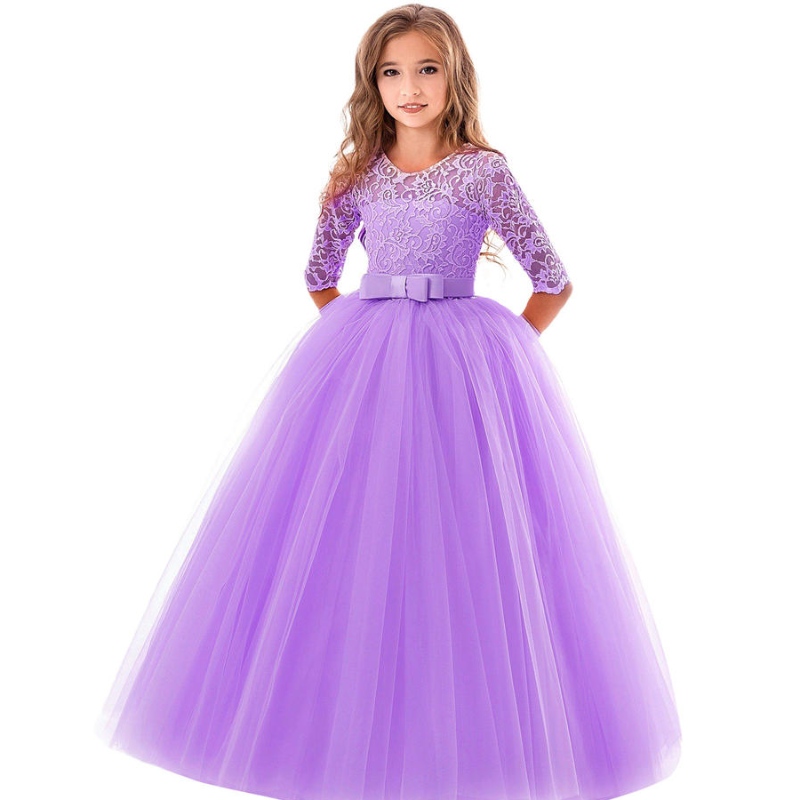 6-14 ans robe en dentelle de fleur vêtements filles princesse fête concours de robes longues pour enfants pour filles vêtements de soirée de mariage