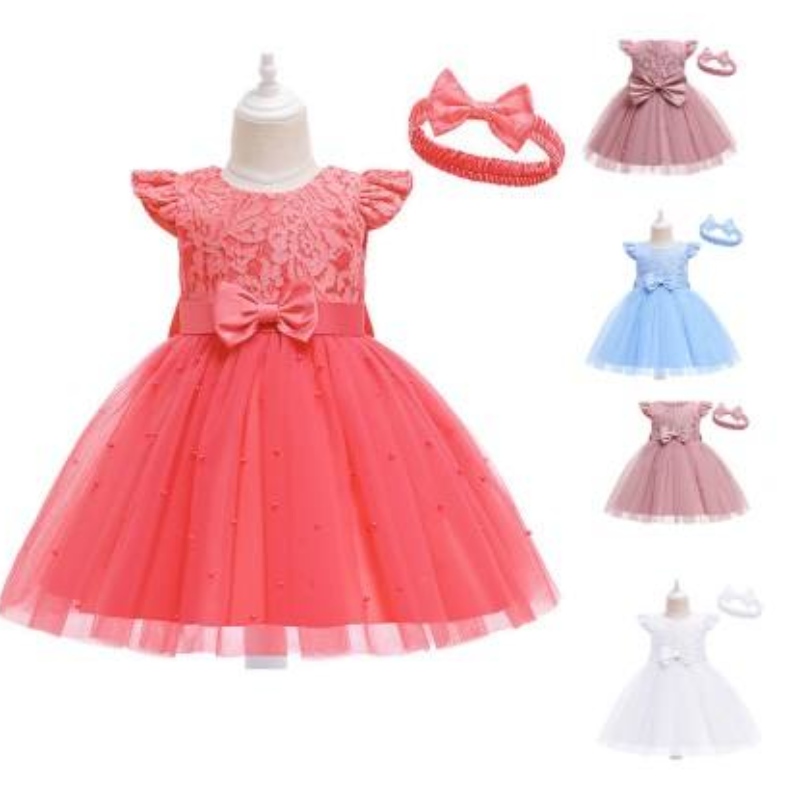 Robe de mariée fille de style européen pour les enfants belles robes de tutu de fête d'anniversaire pour filles 2-12 ans sans manches