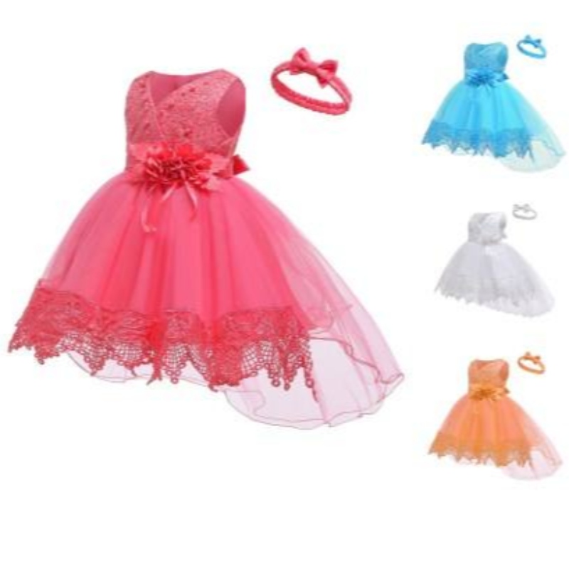 Vente chaude fille de mariage fleur de mariage pour enfants belle fête de vêtements tutu filles \\ 'court anniversaire pour tout-petit robes rouges pendant 6-24 mois