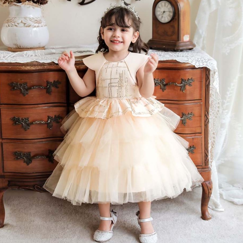 Baige 2022 Nouvelle robe de fille de fleur charmante petite fille petite fille de fée robe de bal de bal robe petite fille 2 ans