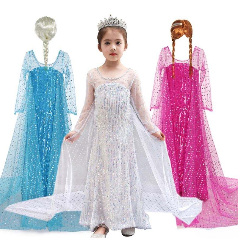 Baige ins amazon chaude vendeneige reine elsa robe blinling halloween princesse fille d'anniversaire robe de fête