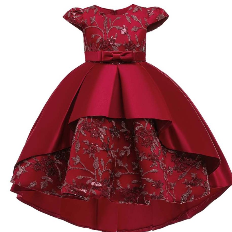 Baige Nouvel An Robe Kids Party Wear Long Tail Kid Flower Girl Western Party Robe d'anniversaire