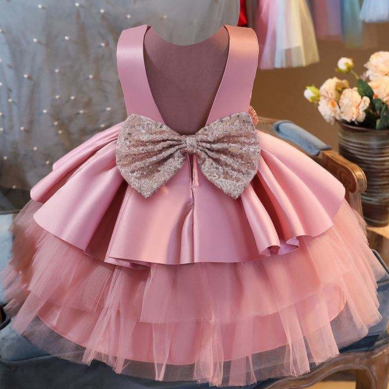 Baigenew flower fille tutu robe bébé robe enfants vêtements arc anniversaire fille robe