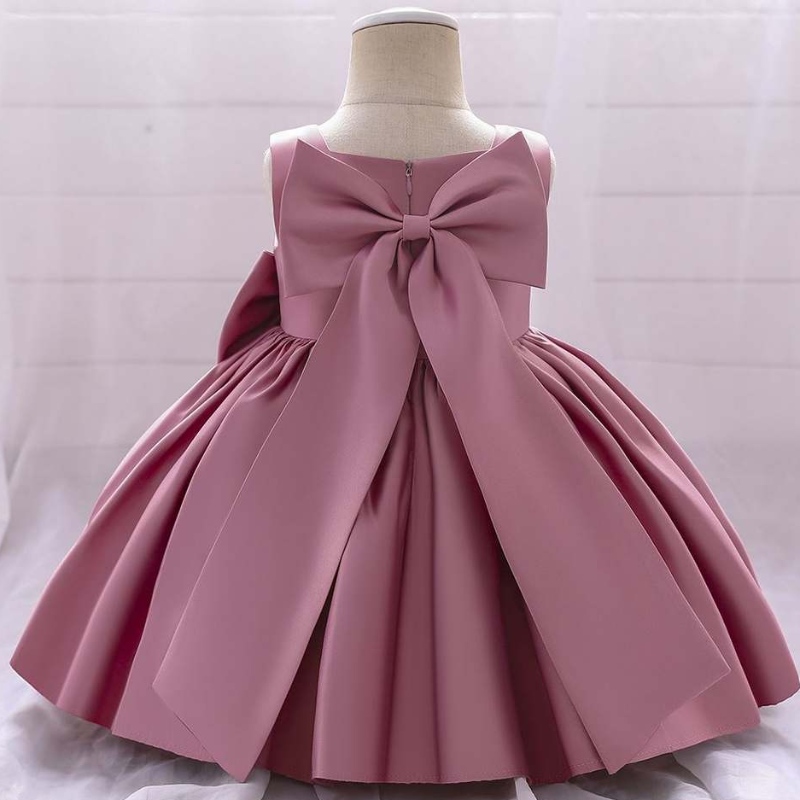 Baige bowknot petite fille robe princesse western sans manches manches une fête de fête de fleur de fleur