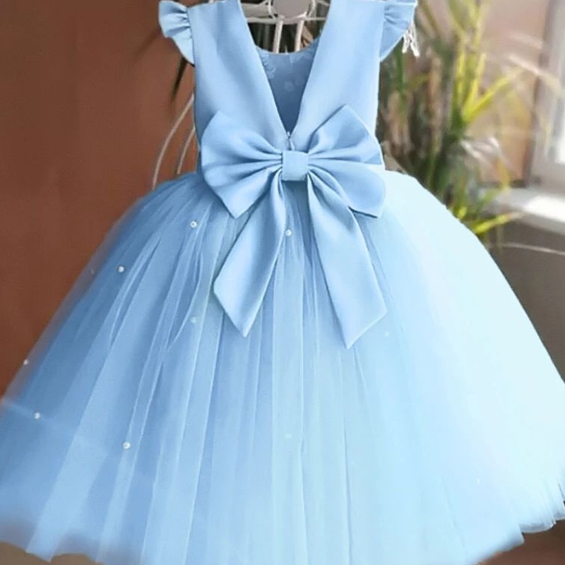 Robe de Noël rouge pour les filles arc des enfants pour les enfants 1ère robe de fête d'anniversaire Elegant Princess Xmas Tutu Baby Girl Wedding Prom Robes