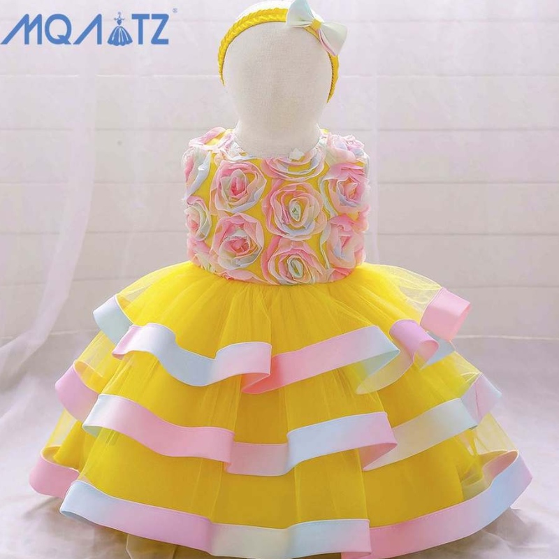 Baige Vente chaude bébé Vêtements pour enfants pour bébé fille Plaine Boutique Tutu Robe Girls Ruffle Party Robe