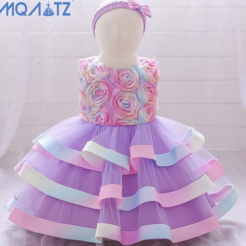 Baige Vente chaude bébé Vêtements pour enfants pour bébé fille Plaine Boutique Tutu Robe Girls Ruffle Party Robe