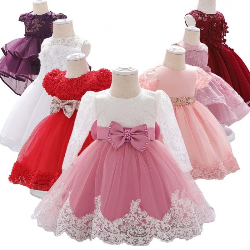 3-24 mois en dentelle à manches longues Vêtements d'enfants premier anniversaire mignon robe de fête de fleur l1940xz