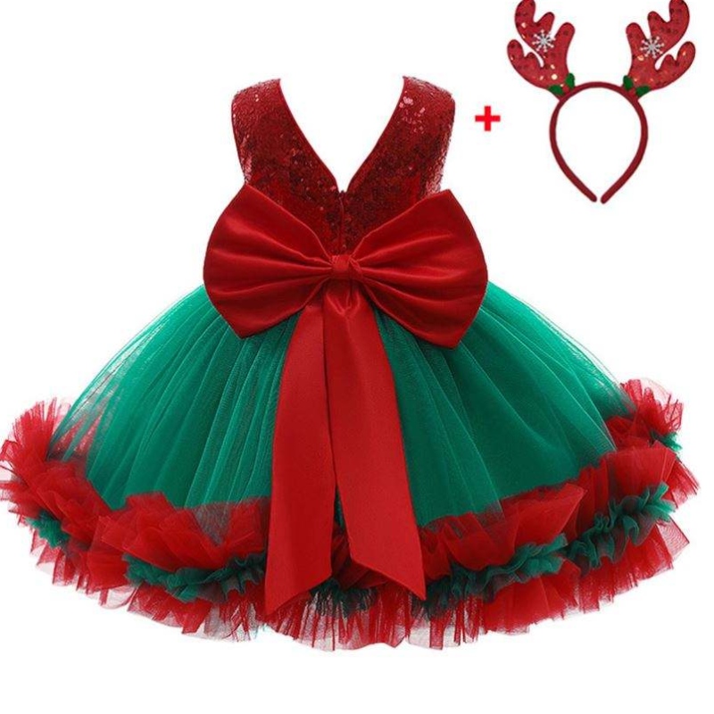 Baige Red Semeded Kids Birthday Party Robe Big Bow Carnival Bow Vestidos