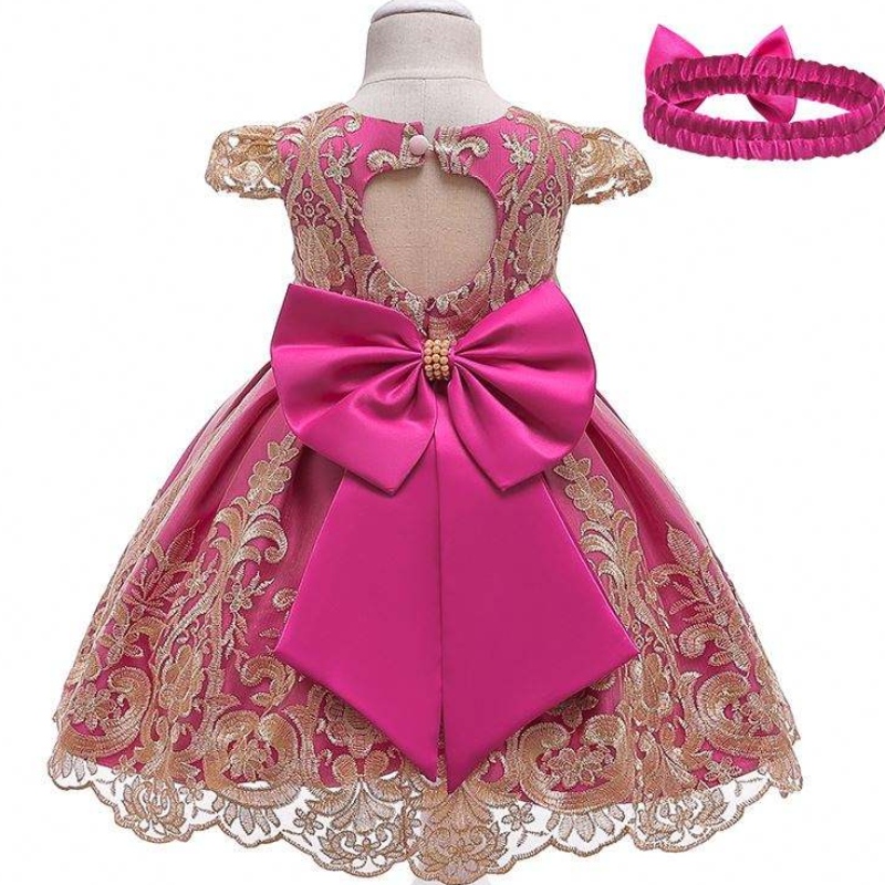 Baige Children's Flower Robe Kids Vêtements 0-5y Girls Lace De-Wedding Party Robes avec bandeau l5192xz