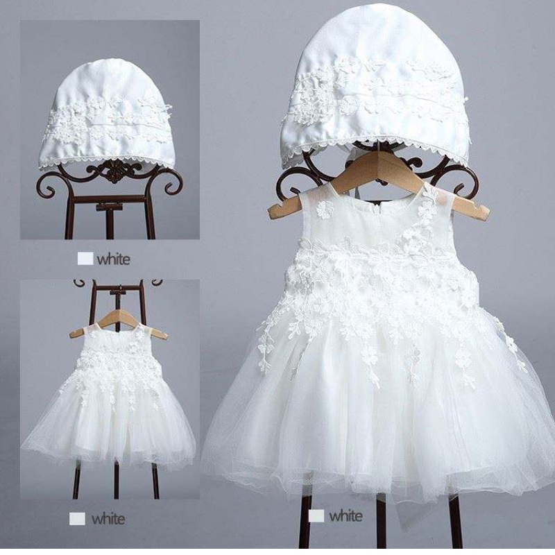 Baige New Design Lace Broidered bébé Baptême Baptême Robe de fête d'anniversaire de 24 mois