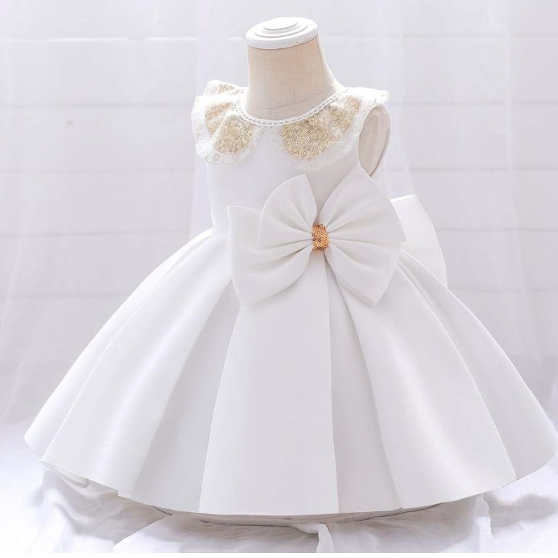 Baige New Born Baby Girl Party Robes White First Communion Robe de baptême de bébé de robe de baptême