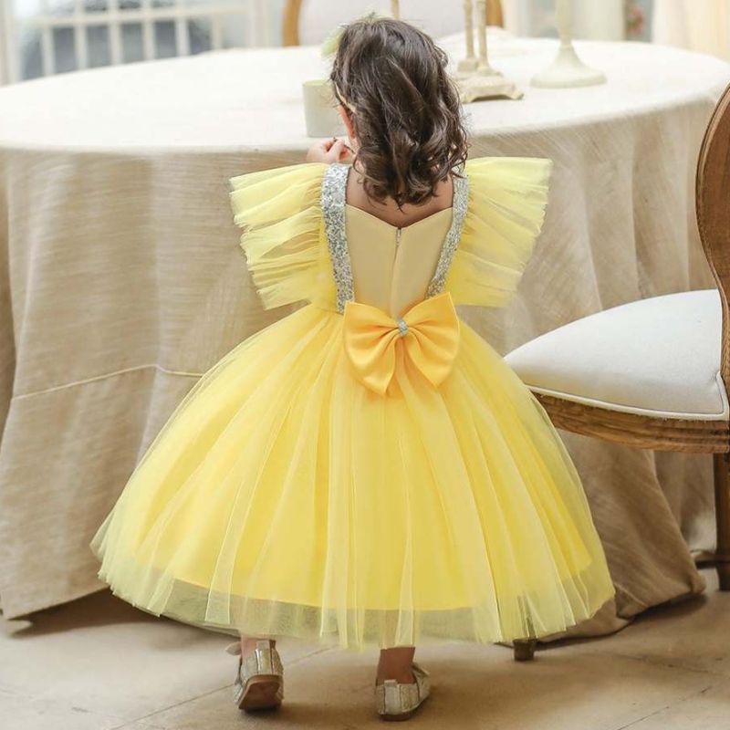 Baige Summer Children Vêtements Sequin Baby Toddler Robe Birthday Wedding Party Flower Girls Princess Kids Robes