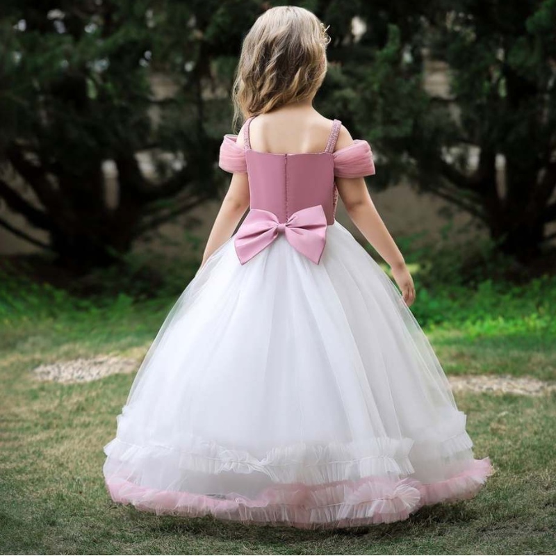 Baige Nouvelle arrivée princesse pour enfants robe de fête rose robe longue d'anniversaire pour filles 12 ans