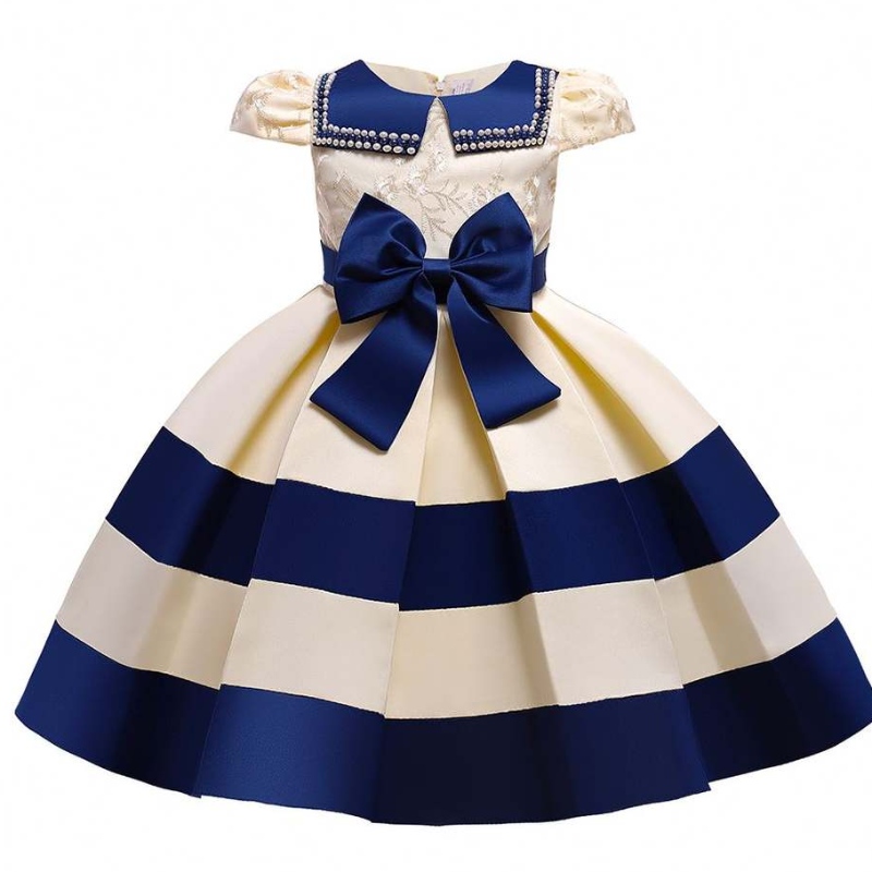 Baige Nouvelles manches courtes rayures Robe de princesse filles bébé fille de Noël robe l5282