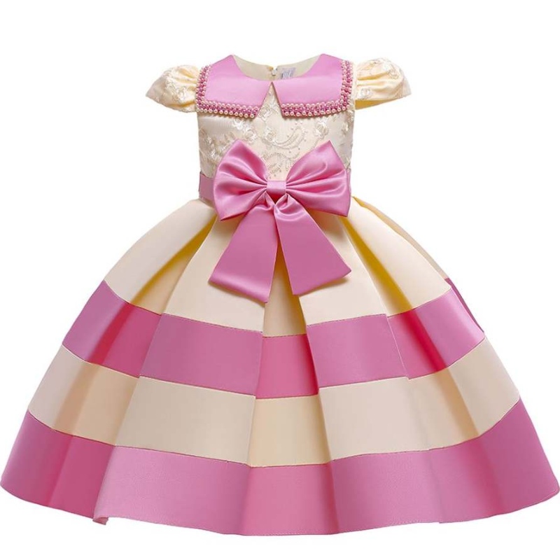 Baige Nouvelles manches courtes rayures Robe de princesse filles bébé fille de Noël robe l5282