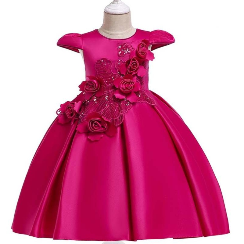 Robe de fille de fleur de style européen pour le mariage Belle bébé robe de robe pour enfants Robe de fête moelleuse pour enfants pour 3 ans L5070