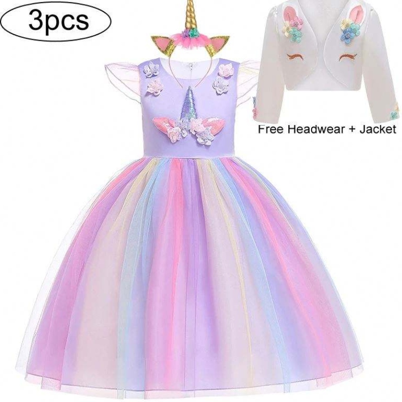 Baige en gros de Pâques fille Unicorn Halloween Christmas Costume Prom Event Wedding Princess Dress DJS003