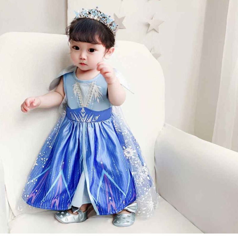 Baige Nouveau design Princesse Elsa Anna Rôle Play Dress Little Girl Cosplay Costumes Christmas Party Birthday Robe BX1730