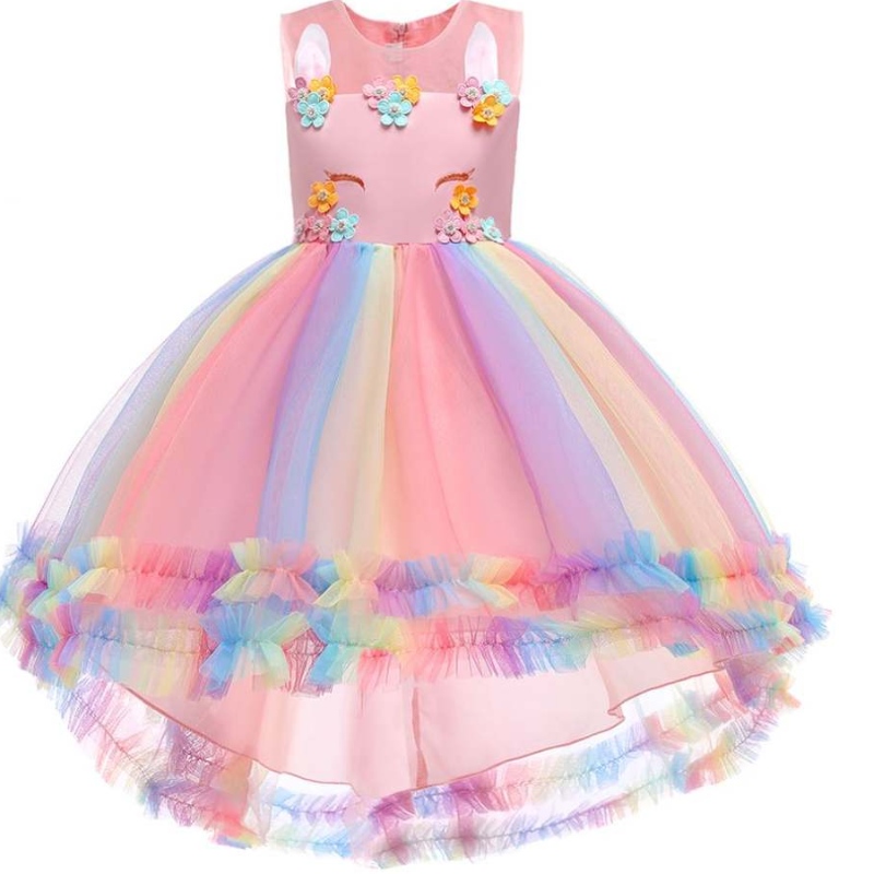 Robe de fille de fleur 2021 Robe de licorne Robe de licorne princesse pour 3-12 ans d'anniversaire