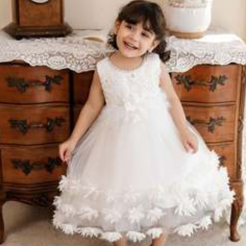 Baige 2022 Toddler Teen Ball Robe princesse tulle fleur fille robe paillettes formelles