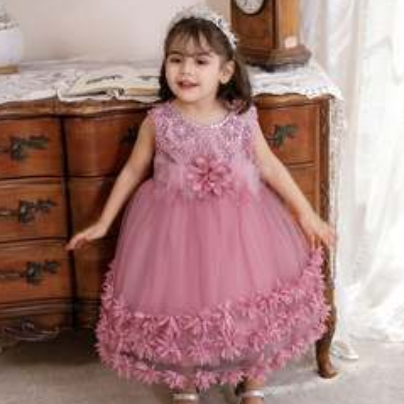 Baige 2022 Toddler Teen Ball Robe princesse tulle fleur fille robe paillettes formelles