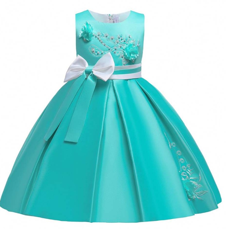 Baige New Design Flower Girls Broidery Bow Robe Kids Kidding Evening Prom Ball Robe