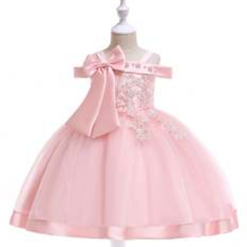 Vêtements d'enfants super doux de haute qualité robe d'été robe de fête de bébé épaules à épaules baissières l5081