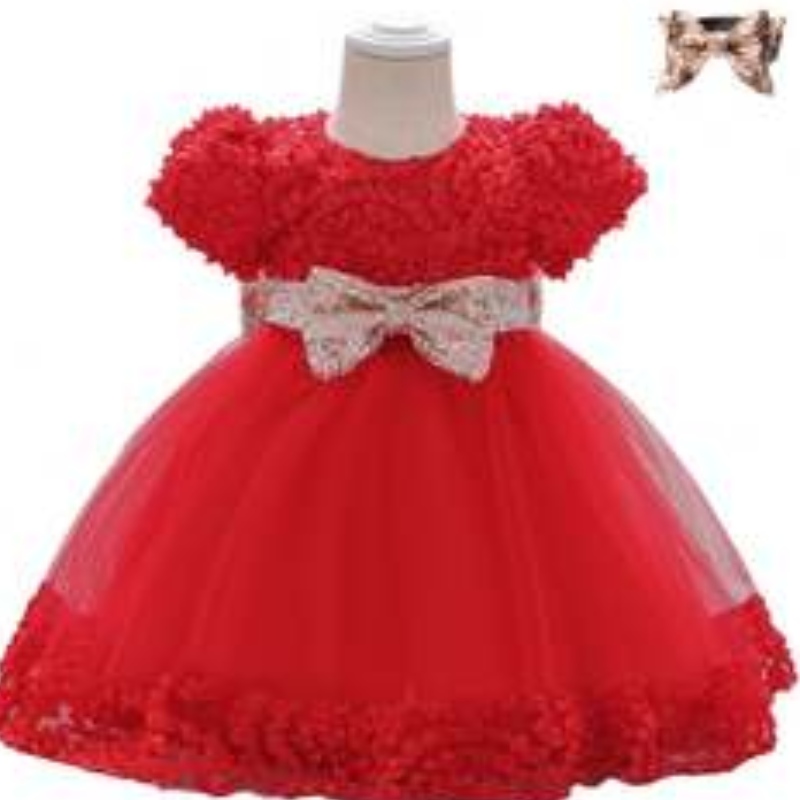 Baige Hot New Robes Flower Fleur Birthday Children Baby Girls Party Robe Design With Bow L1941XZ