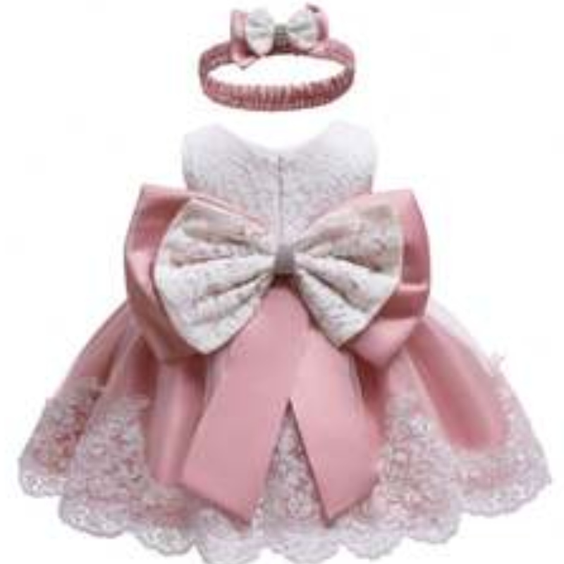 Baige White Baby Girl Party Robe 1 an Party Baby Girl Robes Robes Robile Jupe de princesse avec bande de cheveux gratuite