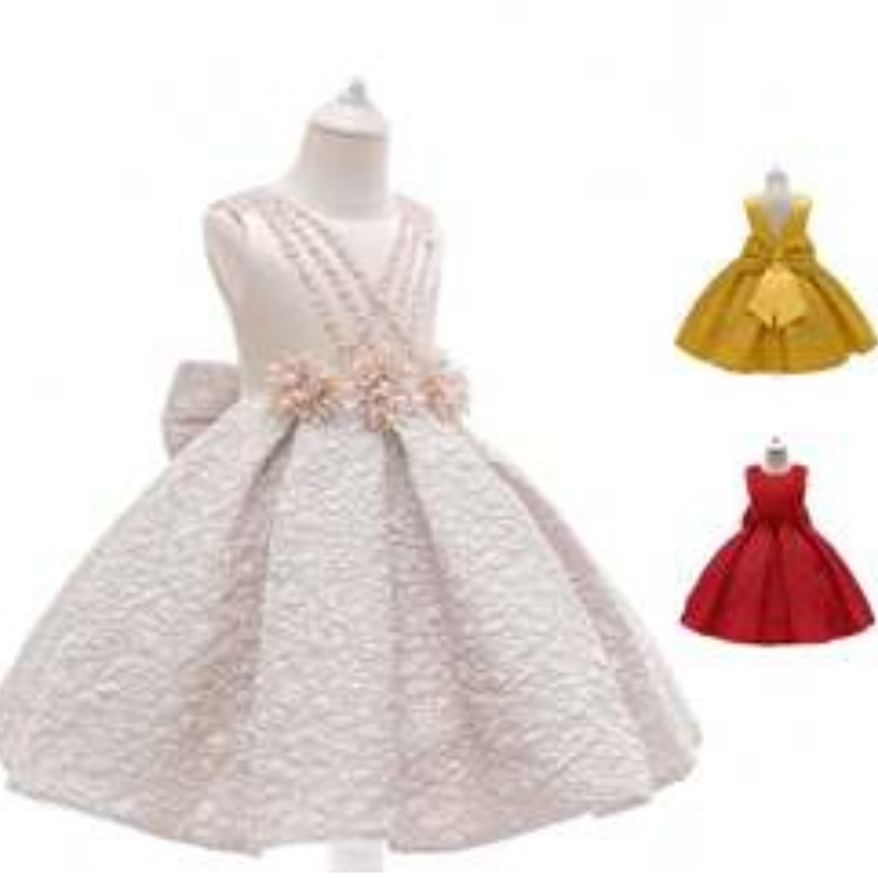 Baige New Satin Flower Girl Princess Dress Kids Baby Party Wedding Bridesmaid Ball Ball L5252