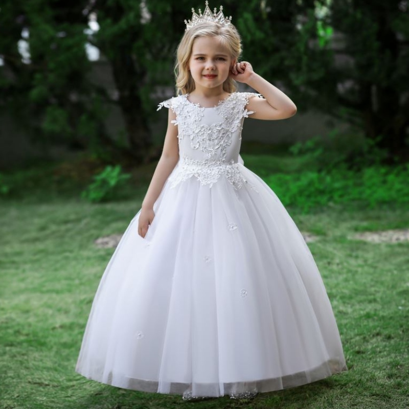 Baige 2022 Robe de mariée en coton en satin Robe de fleur de fleur brillante