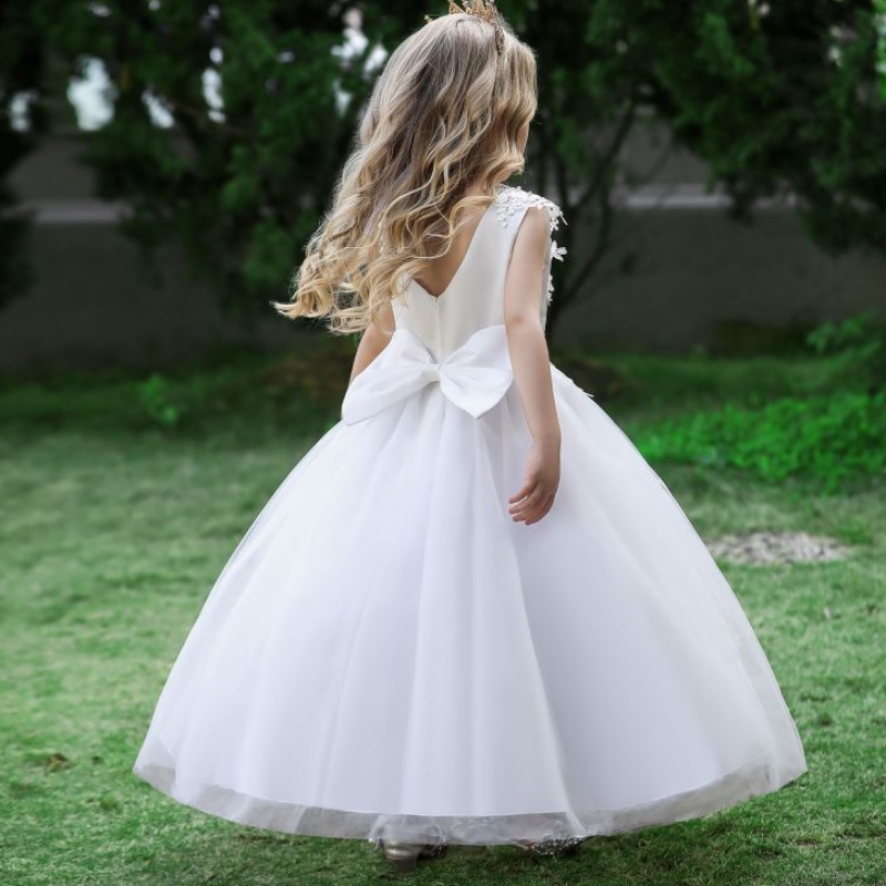 Baige 2022 Robe de mariée en coton en satin Robe de fleur de fleur brillante