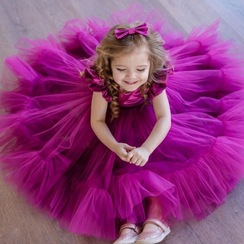 Baige Hot Sale Flower Girl Girl Tutu Party Robe Boule de balle gonflée en couches