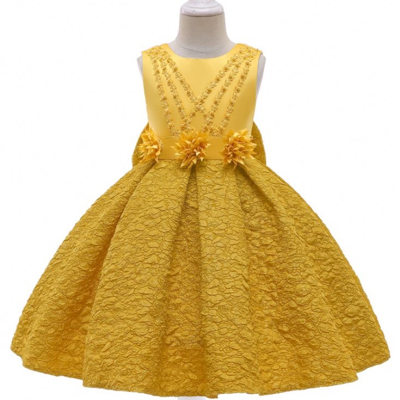 Baige Robe de fête d'enfants de haute qualité de haute qualité 3 à 10 ans Robes de filles de fleur L5252